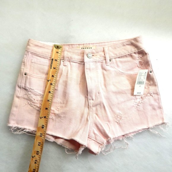 PacSun Womens High Rise Cut Off Short Shorts Denim Pink  Size 27 - Picture 7 of 8